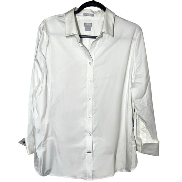 Chico's Womens No Iron Blouse 3 Optic White Button Front Collared Classic Shirt - Picture 2 of 10